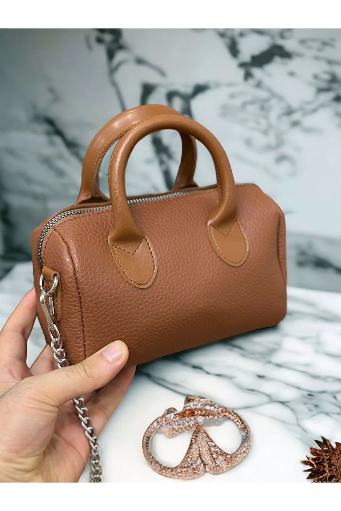 Mini şık özel yapım zincir askılı dilek çanta