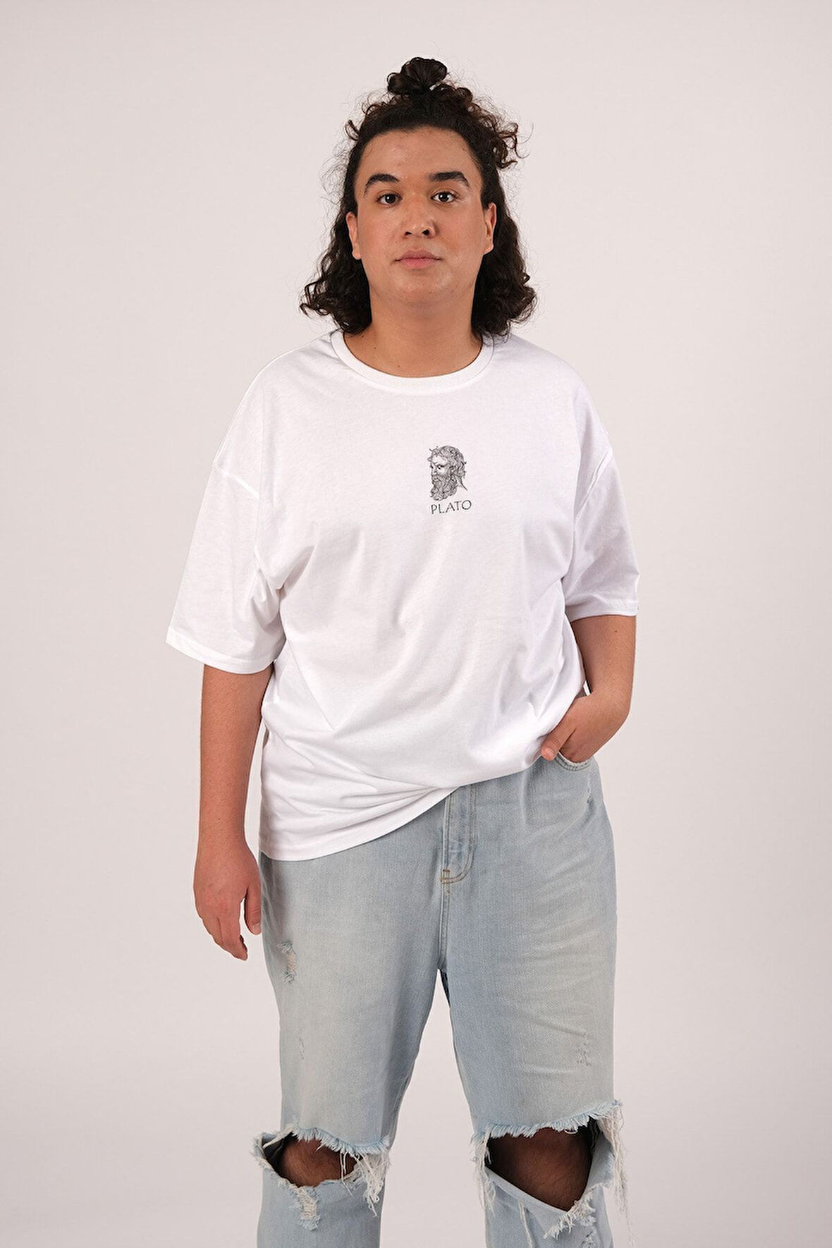 Azurco Oversize Plato Baskılı Siyah Tshirt