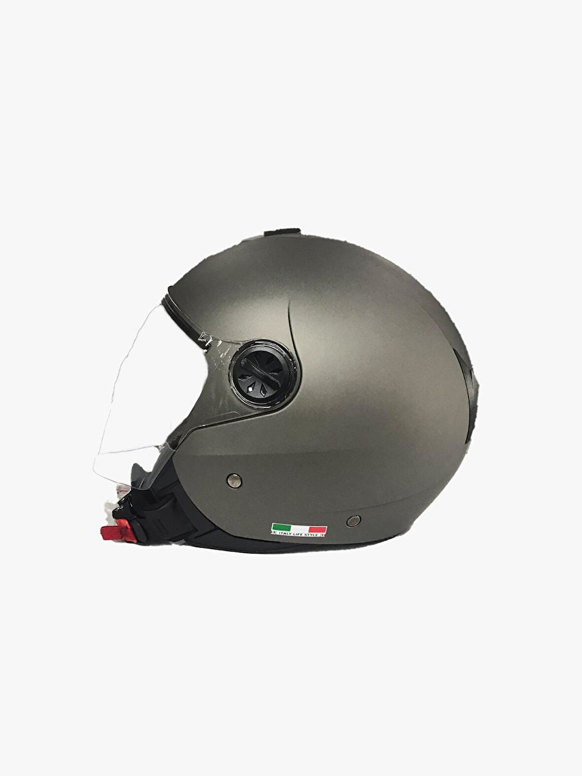 Sway 715 Solid Şeffaf Vizörlü Yarım Motosiklet Scooter Kaskı XL Beden Matt Titanium