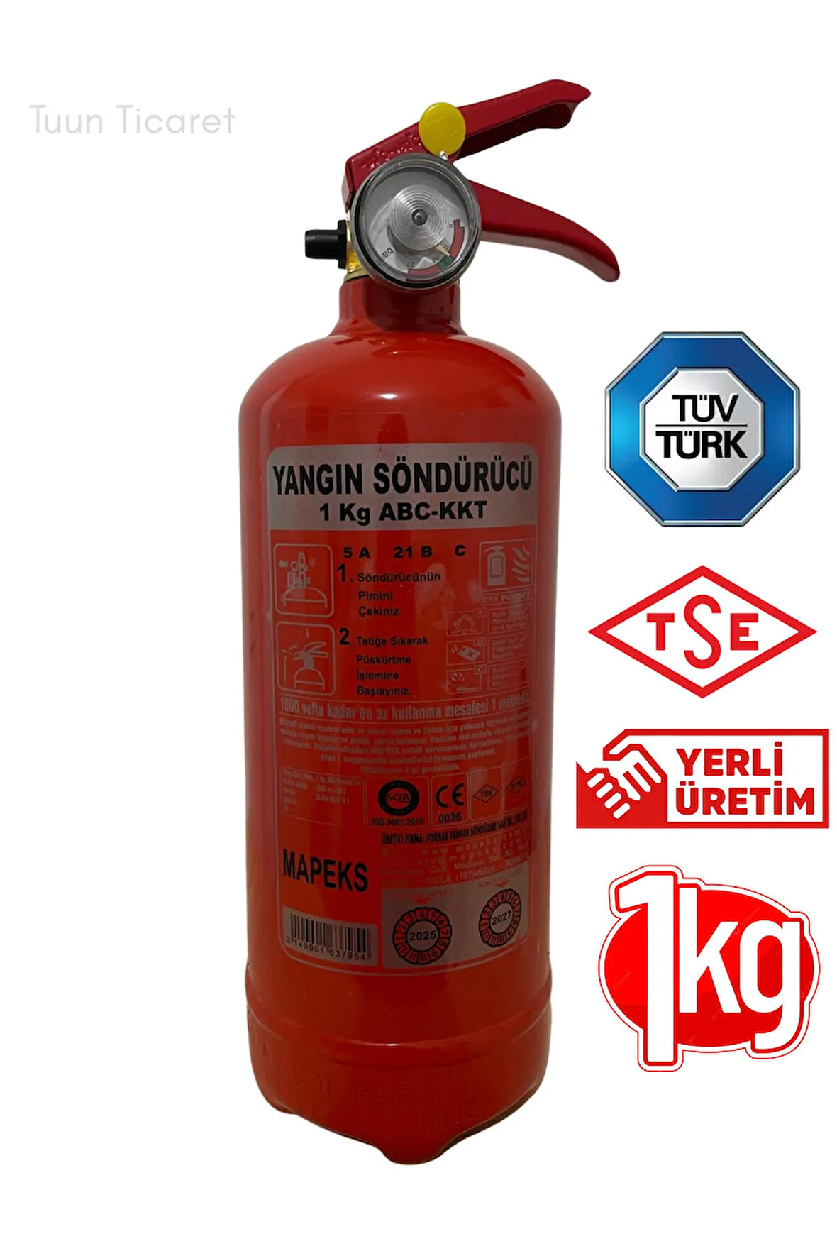 1 Kg Yangın Söndürücü - Ce & Tse Belgeli - Tüvtürk Uyumlu - Araç Tip Onaylı -nisan Ayı Üretim