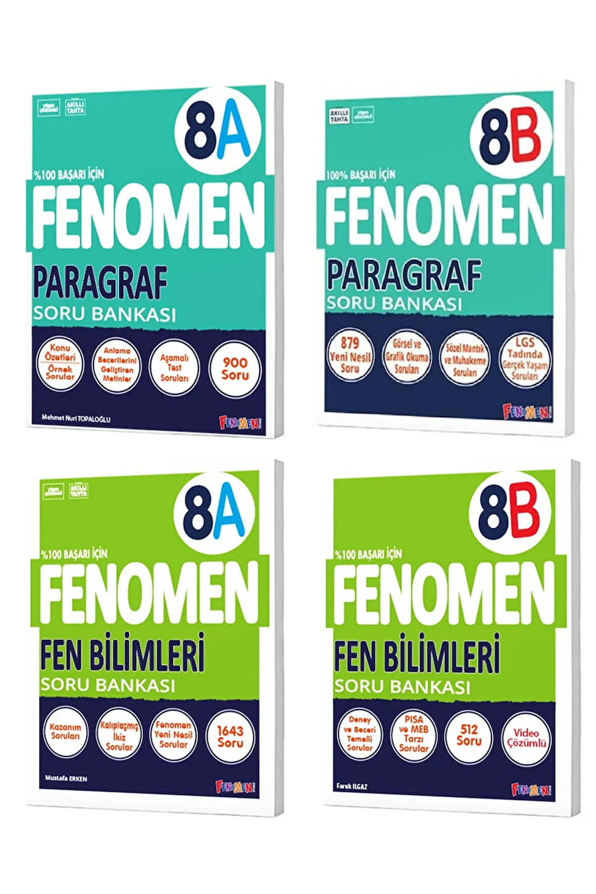 Fenomen Okul 2024 8. Sınıf Lgs Paragraf + Fen Bilimleri A + B Soru Bankası Seti 4 Kitap