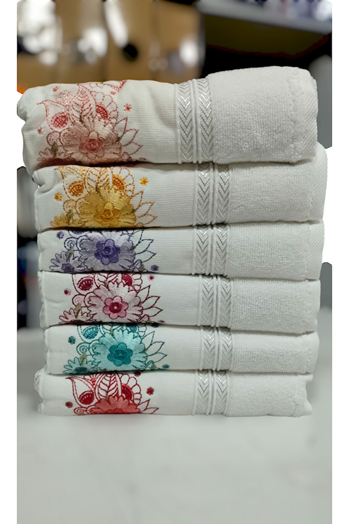 Özdilek 6 Adet Açelya Nakışlı Havlu Model 22-06