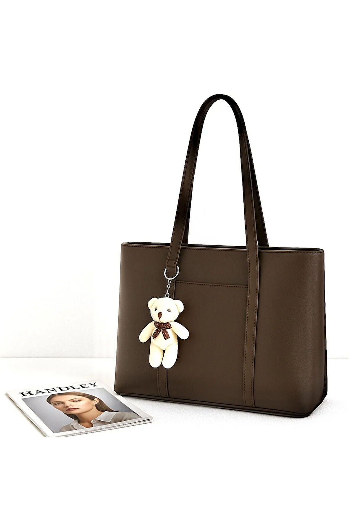 Sevimli Ayıcık Charm Büyük Kapasiteli Omuz Çantası