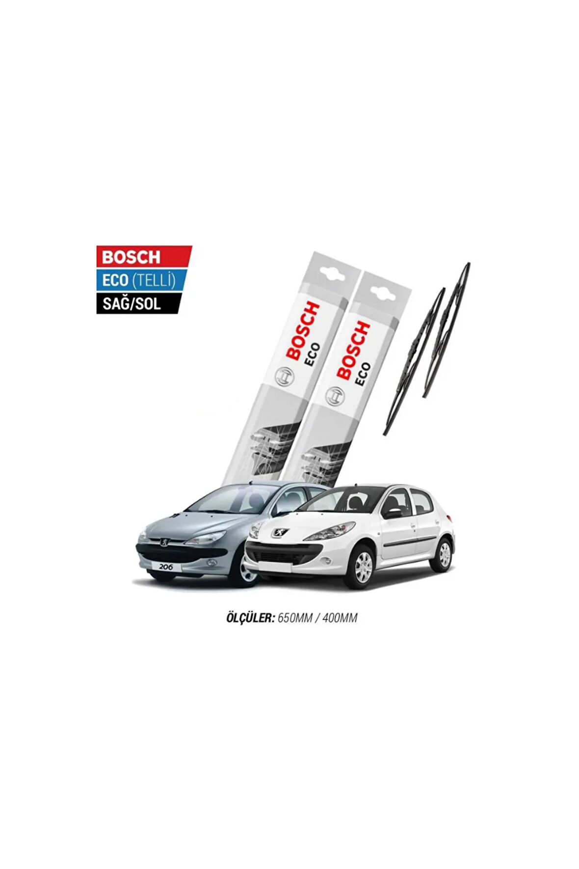 Peugeot 206 2007 Model Silecek Takımı Bosch Eco (Telli)