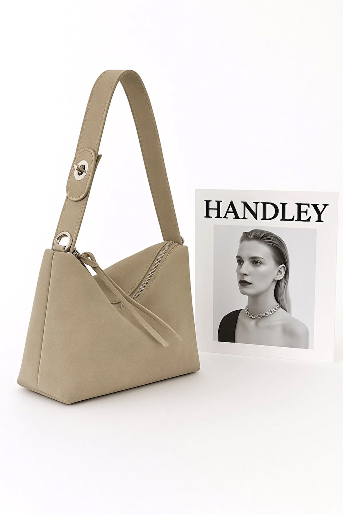 Süet Deri Detaylı Elit Omuz Çantası – Şık ve Modern Tasarım