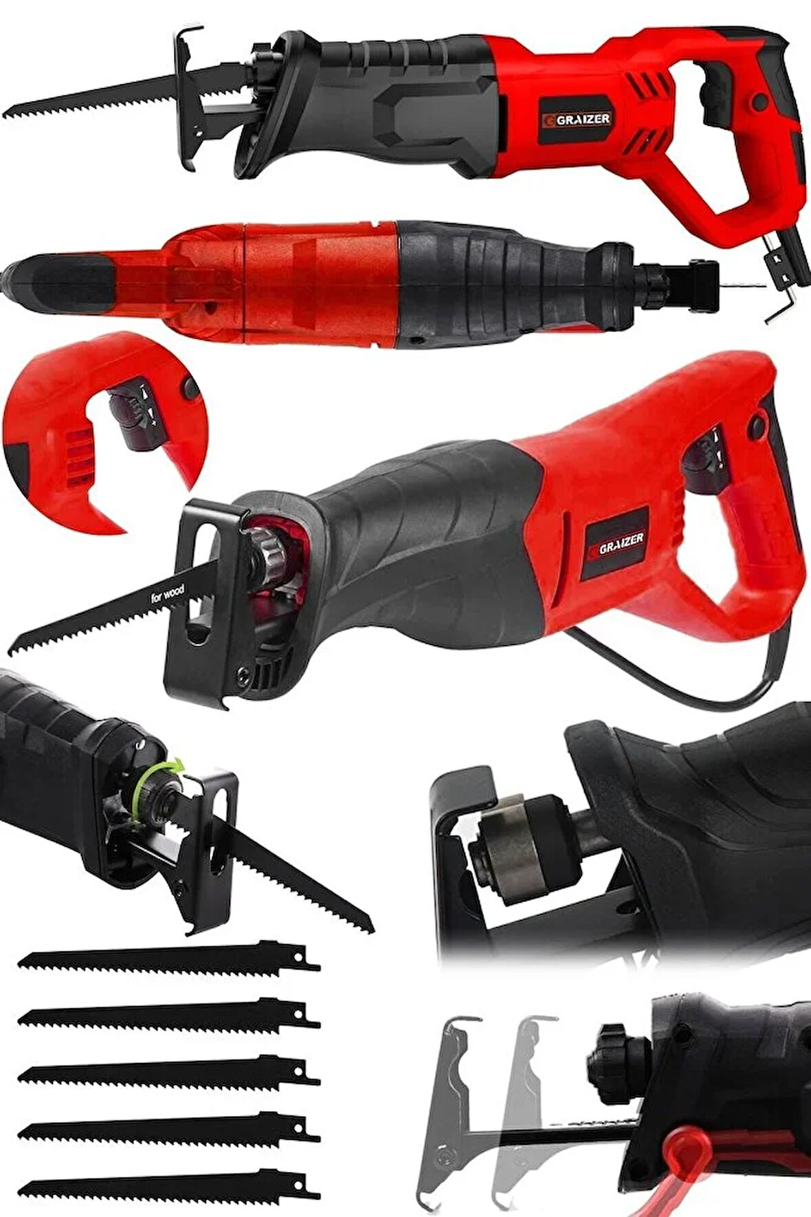 Alman 9000 Xdrive 6 Kademe Devir Ayarli Bakir Sargili Kemik Kesme Tilki Kuyruğu Testere Makinesi