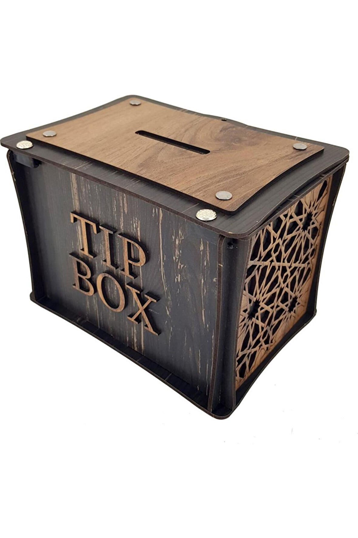 El Yapımı Dikdörtgen Ahşap Bahşiş Kutusu Sandık Tip Box Kumbara Tibbox Hediyelik
