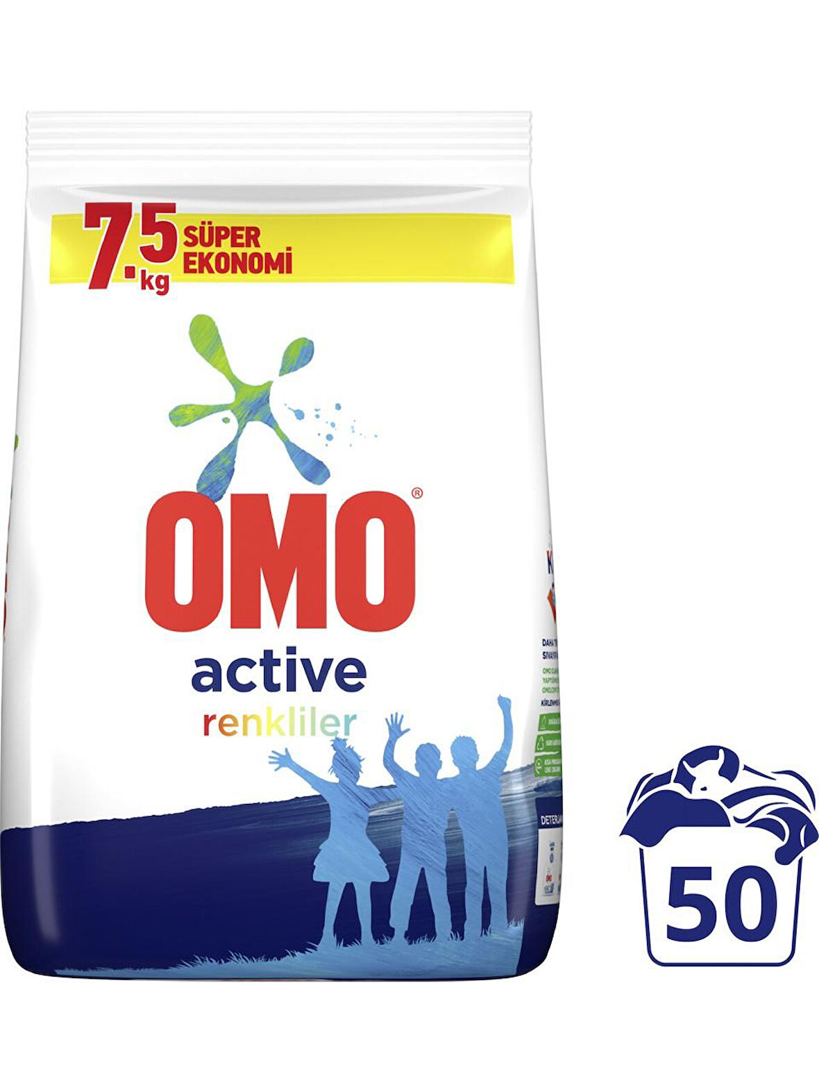 Omo Active Toz Çamaşır Deterjanı Renkliler Için 7.5 kg 