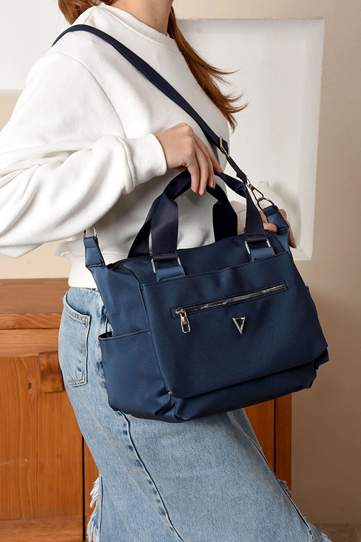 Kadın Kolon Askılı Elden Tutmalı Çok Cepli Çanta