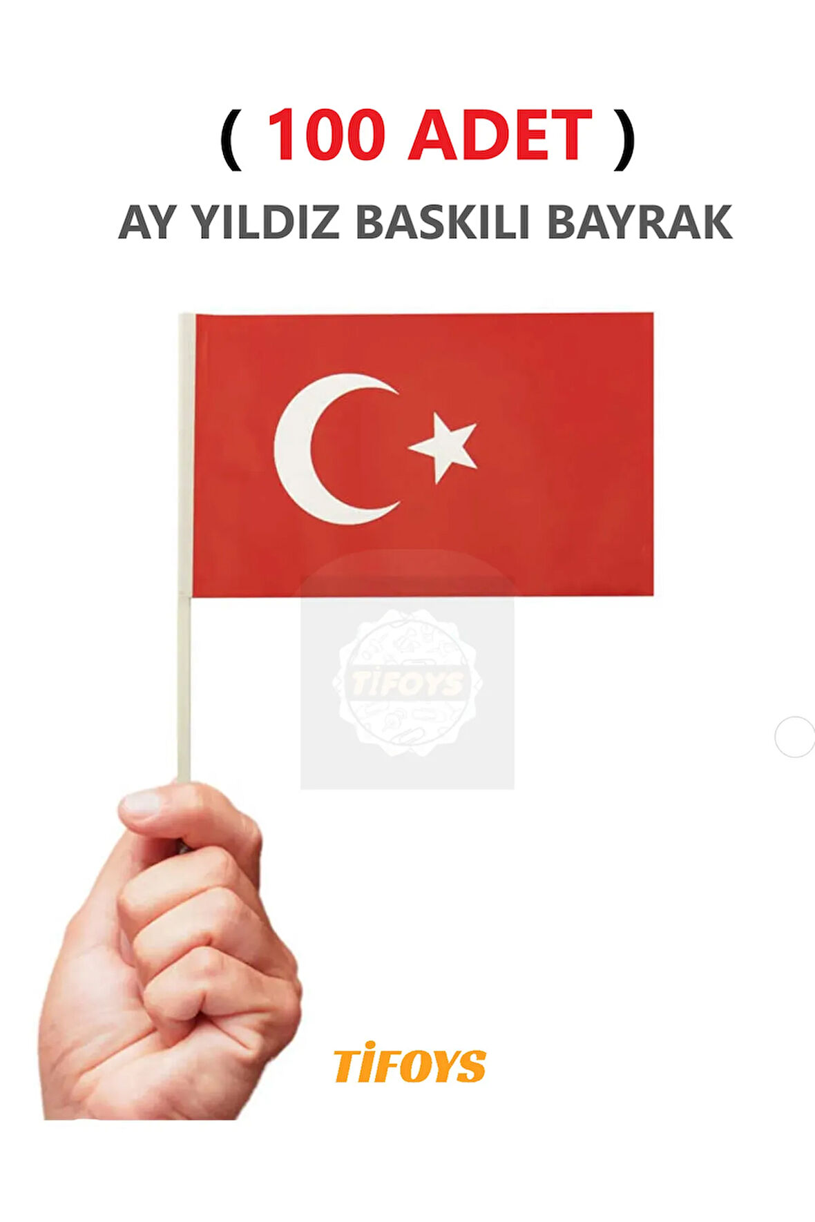 ( 100 Adet ) Küçük Boy Bayrak Çıtalı Kağıt Türk Bayrağı