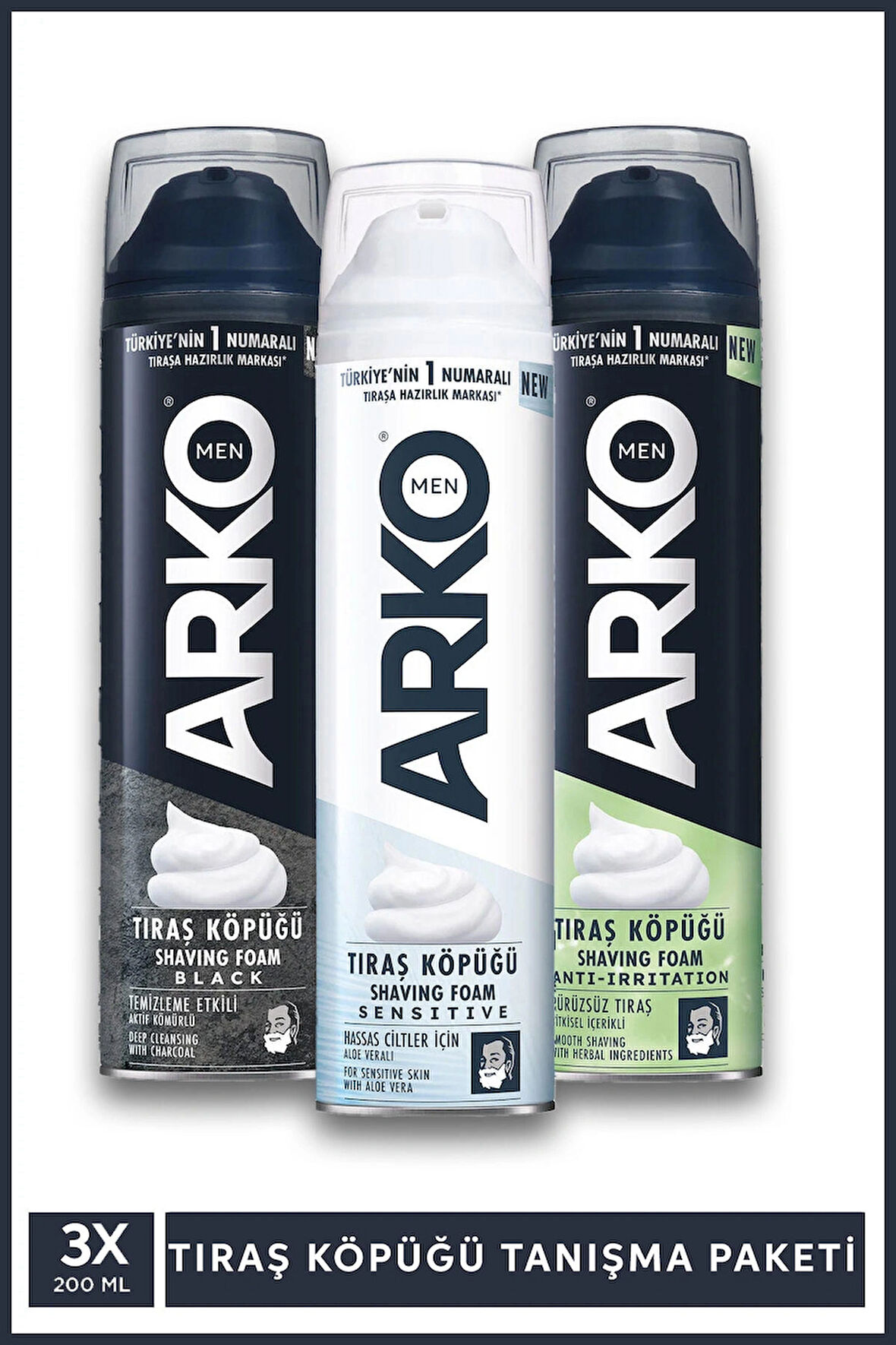 Sensitive, Black , Anti-Irritation Tıraş Köpüğü 3x200ml