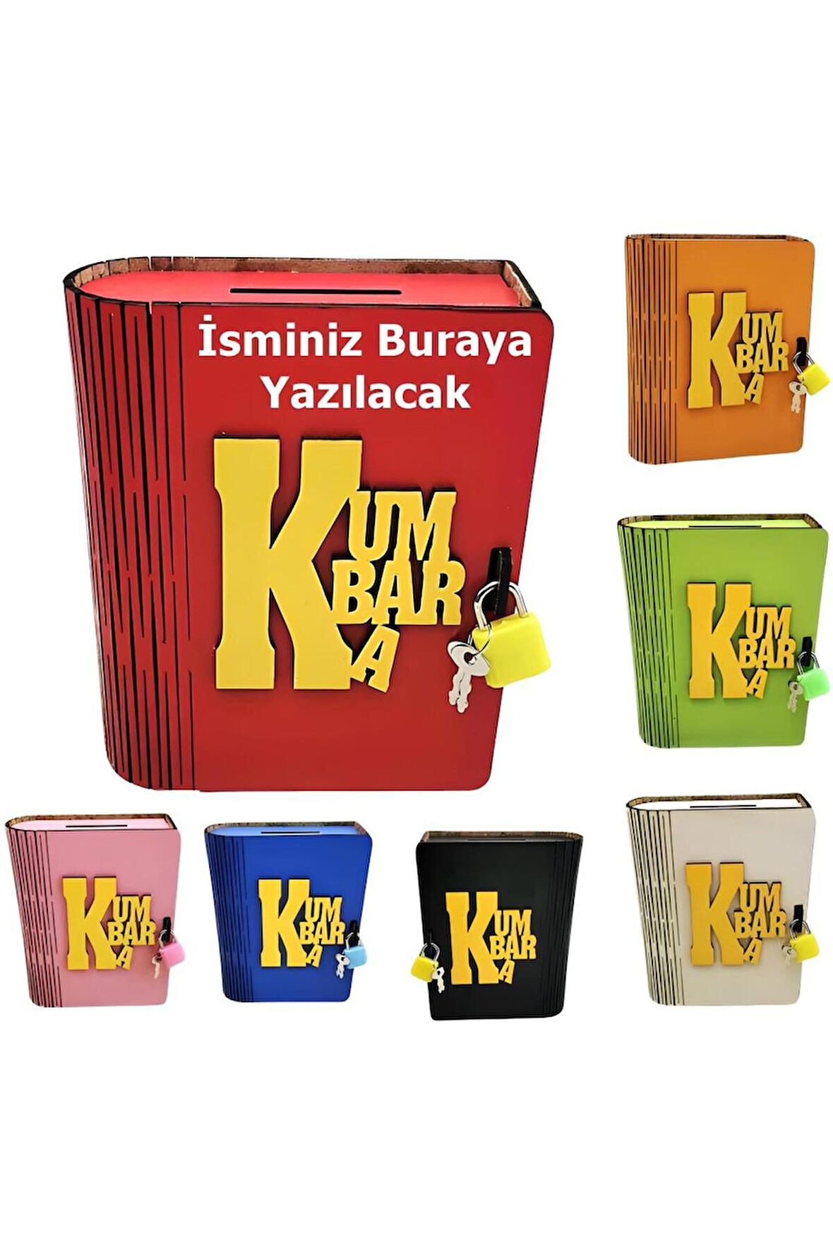 Ahşap Kitap Şeklinde Katlanır Kilitli Kumbara Çocuk Okul Mezuniyet Hediyelik