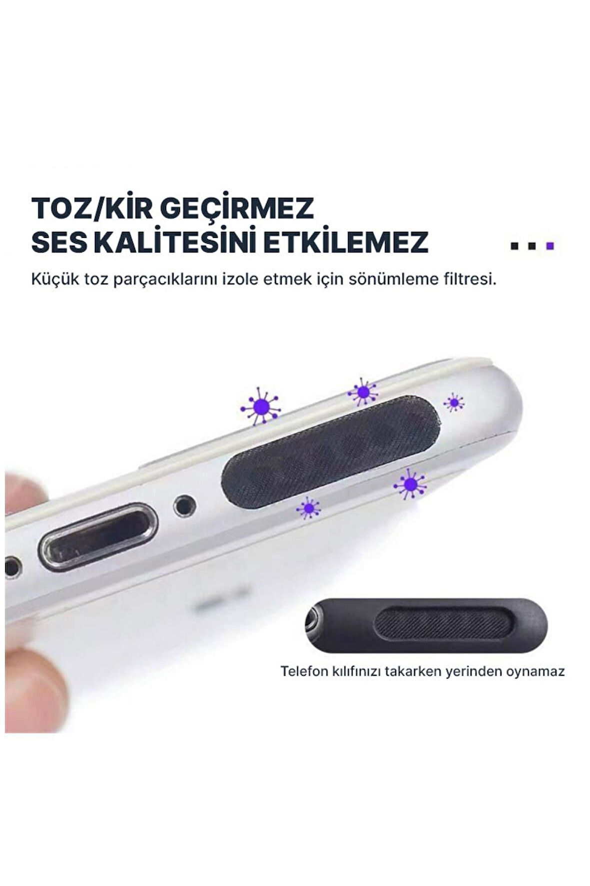 Uyumlu Kılıf Telefonlar Için Toz Geçirmez Hoparlör Koruyucu (2'Lİ SET) Siyah