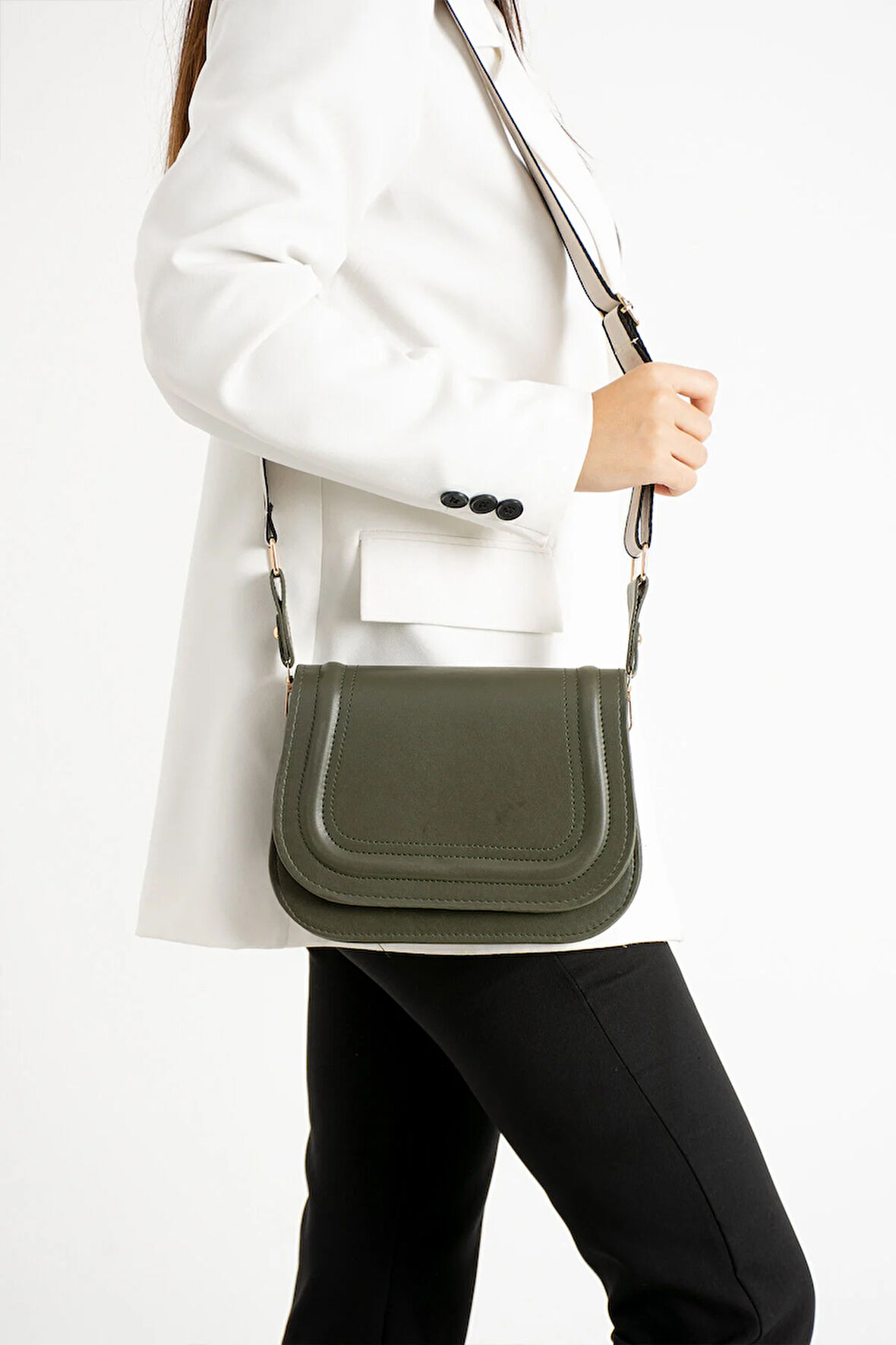 Kadin 5 Bölmeli Astarlı Kapaklı çıt çıt Kapama El Kol Ve Omuz Çantası