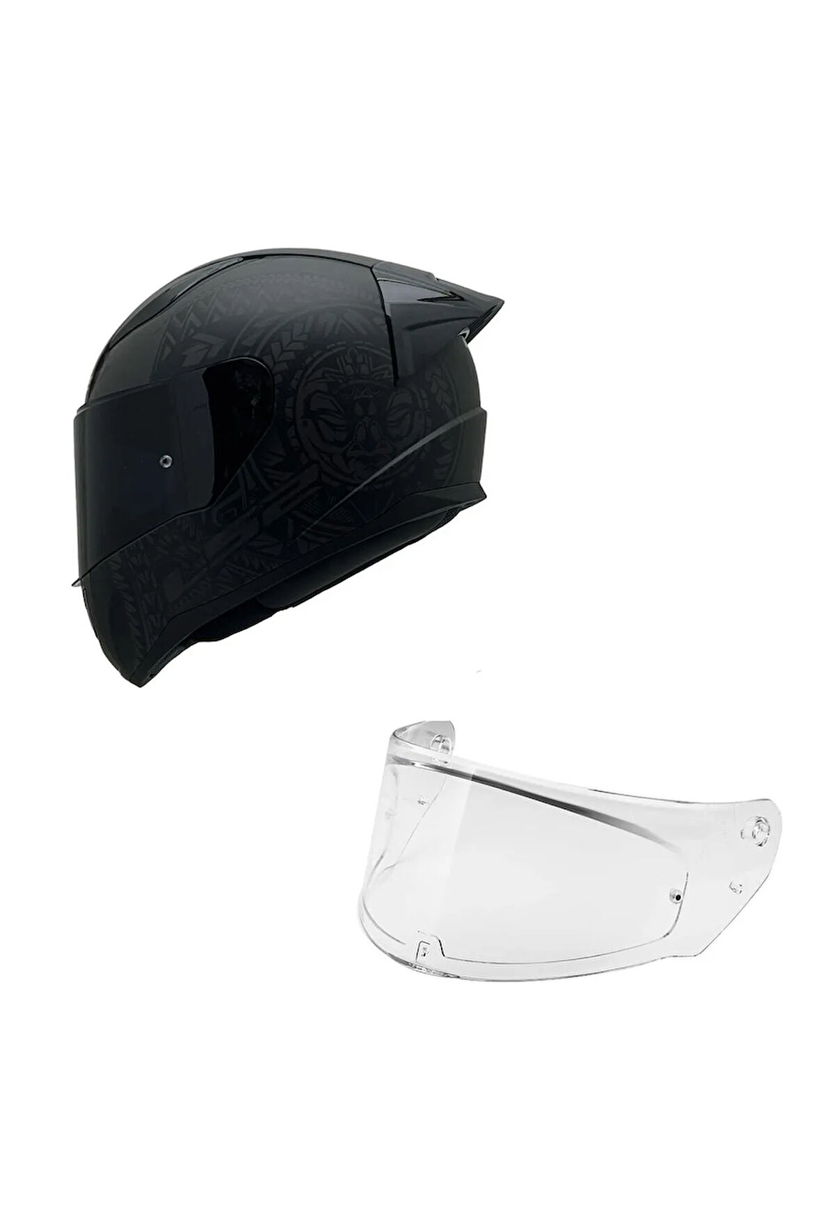 RAPID 2 TAKAROA MAT SİYAH KASK RENKLİ CAM+SPOİLER