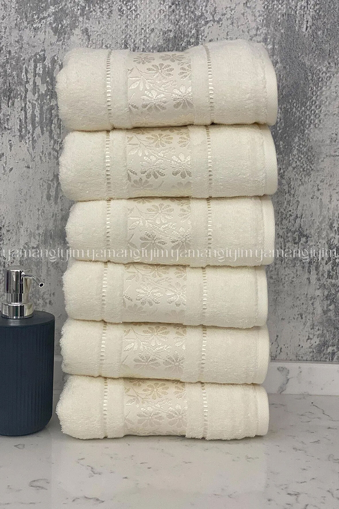 Blossom El-Yüz Havlusu 6 Adet-Krem