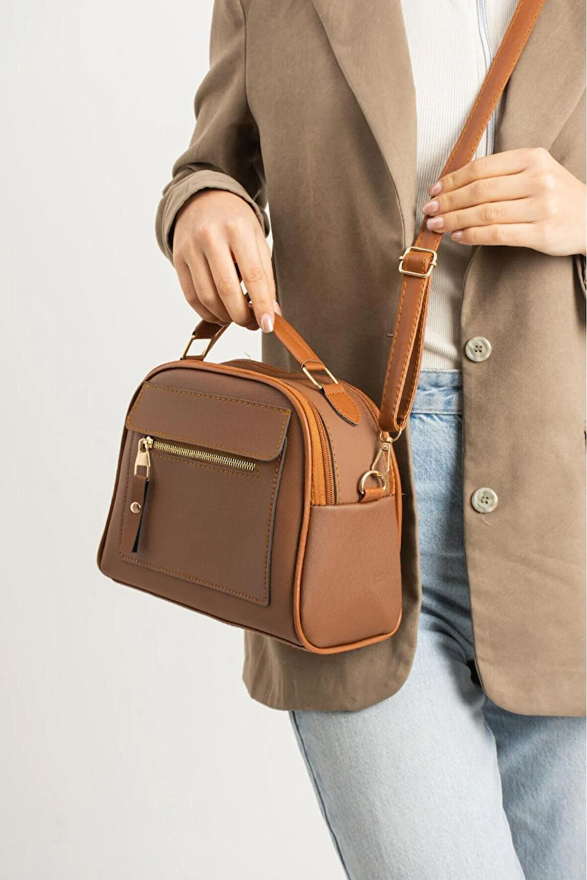 Lüks Klasik çok bölmeli el ve omuz çantası