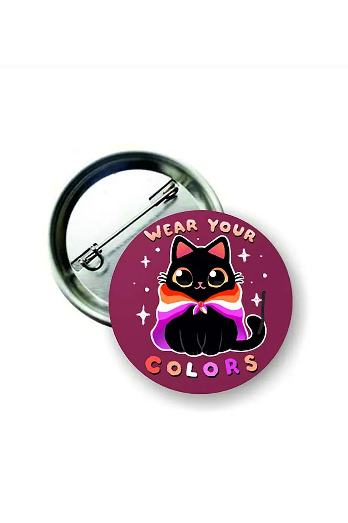 Wear Your Colors Lesbian Pride Flag Cat Buton Rozet