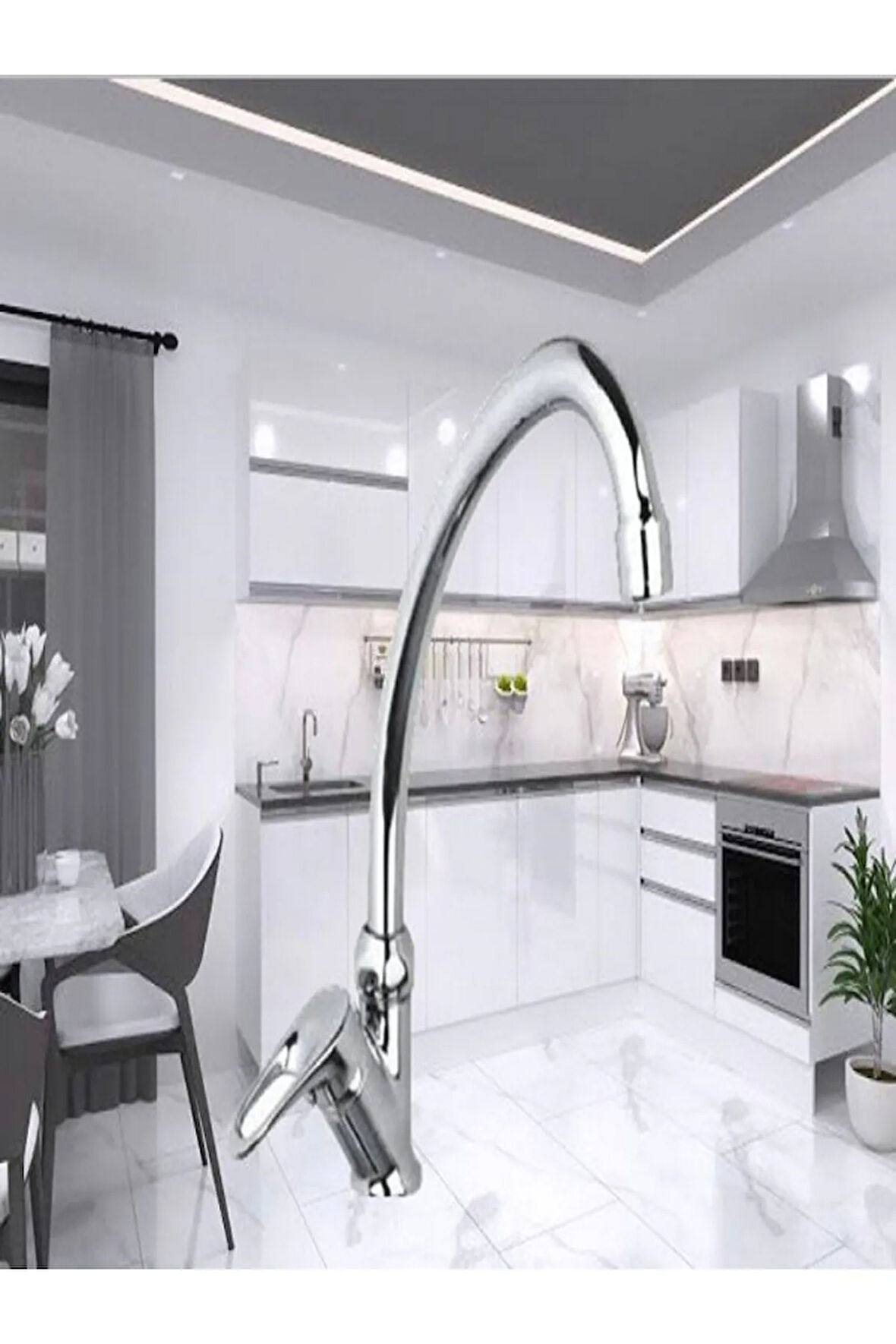 Lavabo Musluğu Çeşmesi Bataryası Armatürü Mermerden Çıkışlı Tek Su Girişli 2 Yıl Garantili