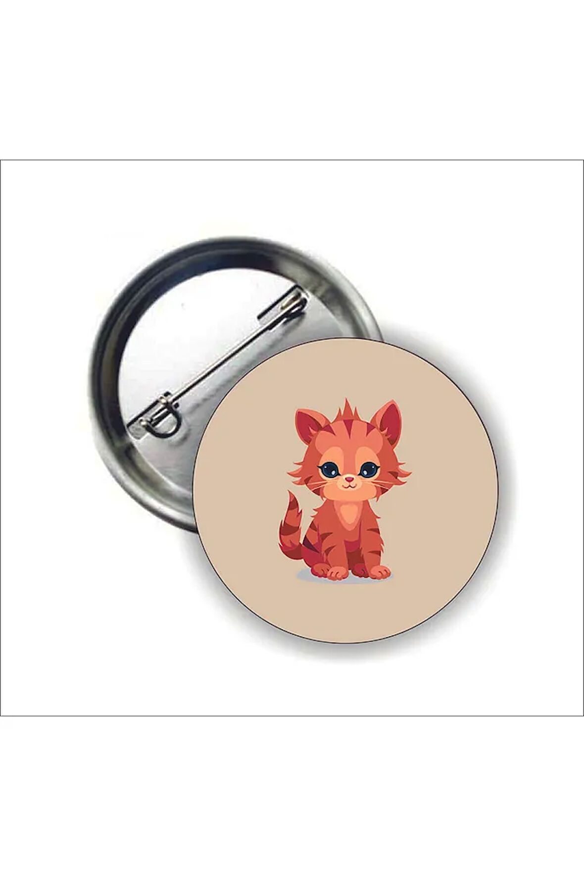 Sevimli Turuncu Kedi Buton Rozet