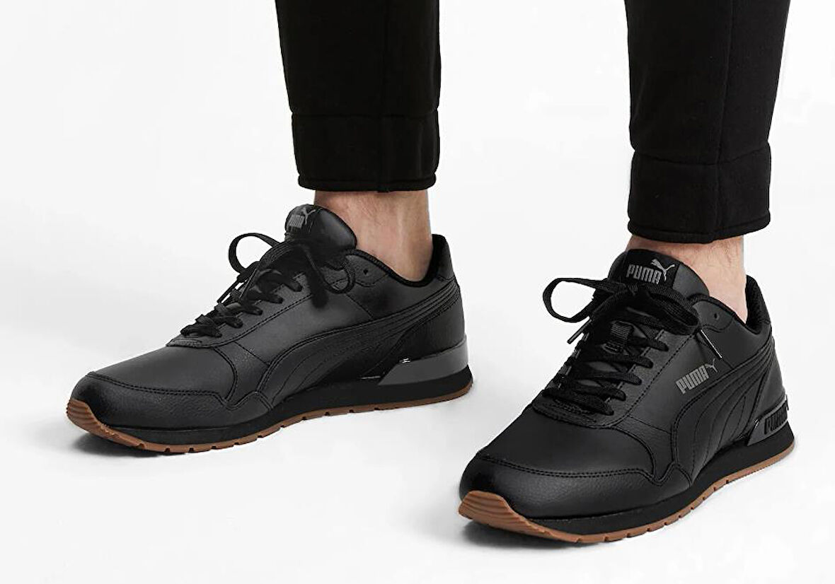 Puma St Runner V2 Full Deri Erkek Siyah Spor Ayakkabı