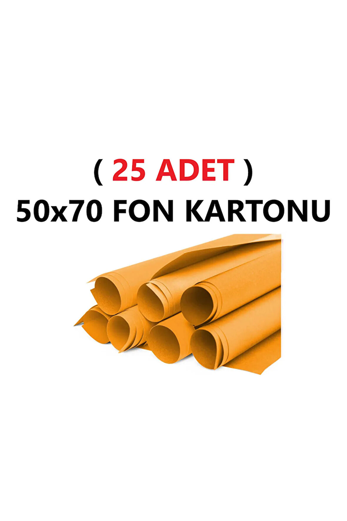 ( 25 Adet ) 50x70 Cm Turuncu Renkli Fon Kartonu Rulo Canlı Renk Büyük Boy Anaokulu Kreş Okul