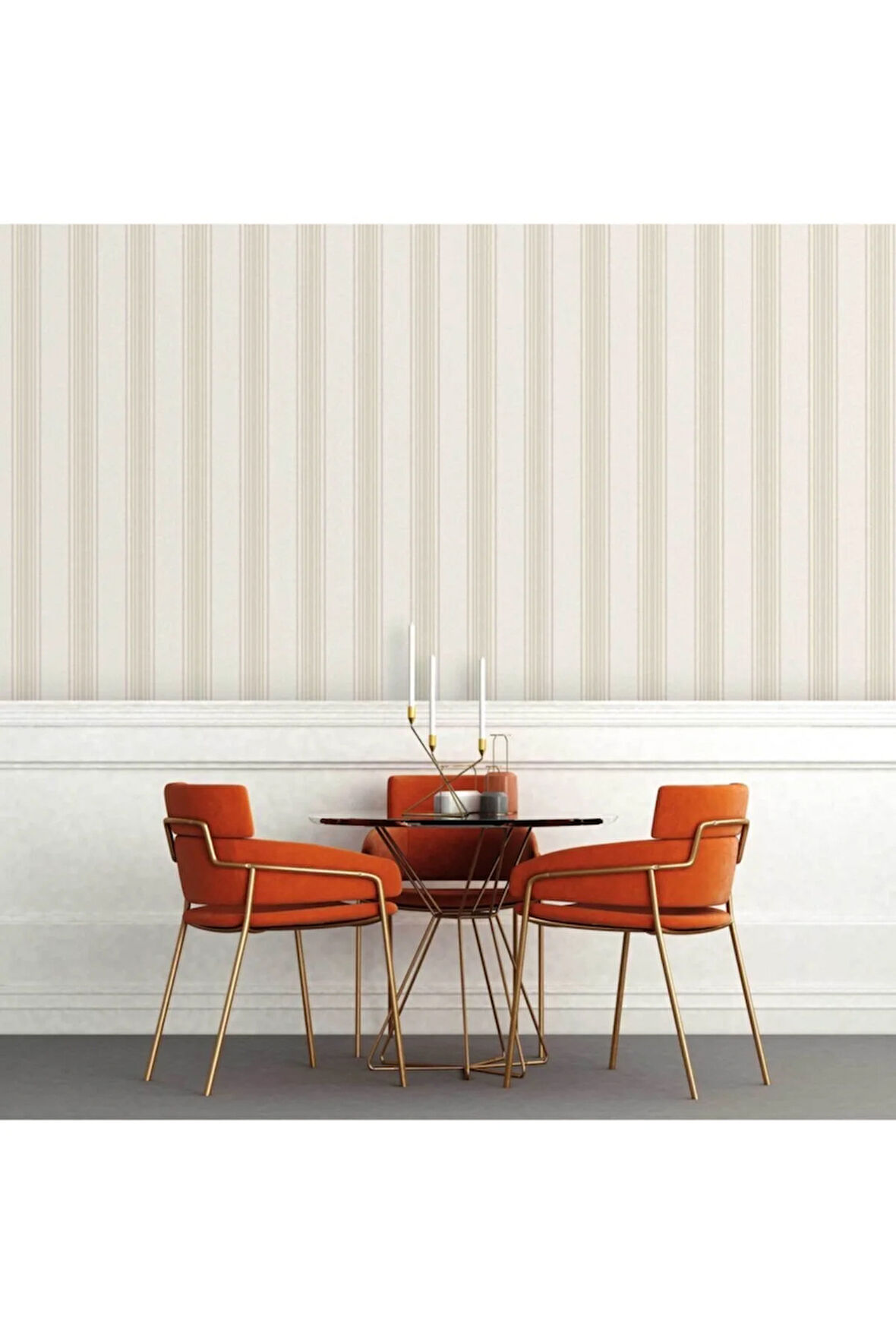 Seyyah 1306-3 Düz Çizgili Duvar Kağıdı (krem)