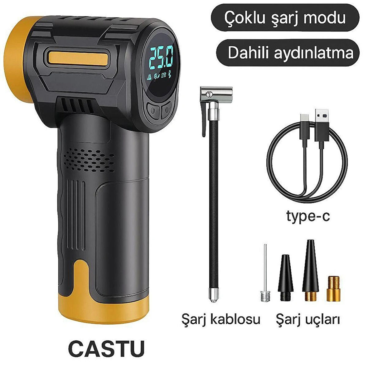 Taşınabilir Şarjlı Kompresör Lastik Hava Pompası CASTU CS60 PLUS MAX