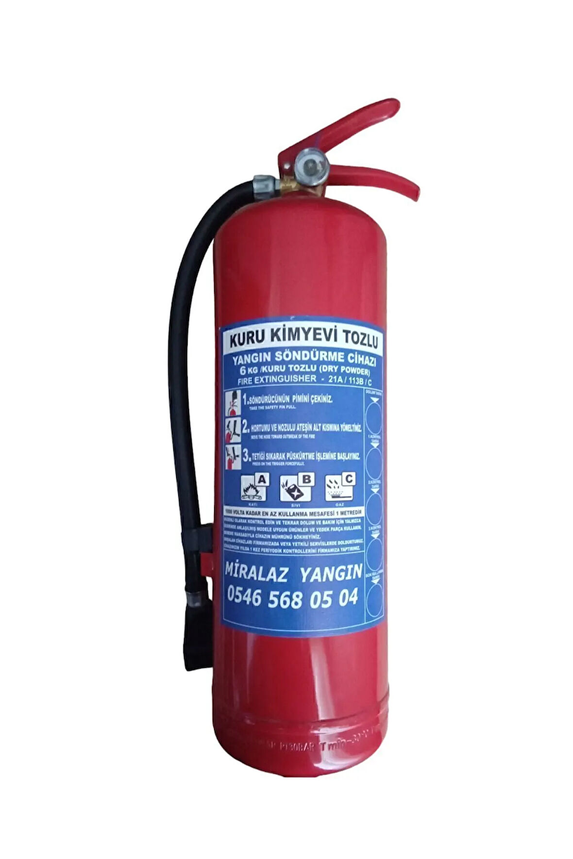 6kg Kuru Kimyevi Tozlu Yangın Söndürme Tüpü ( Askı Aparatsız)