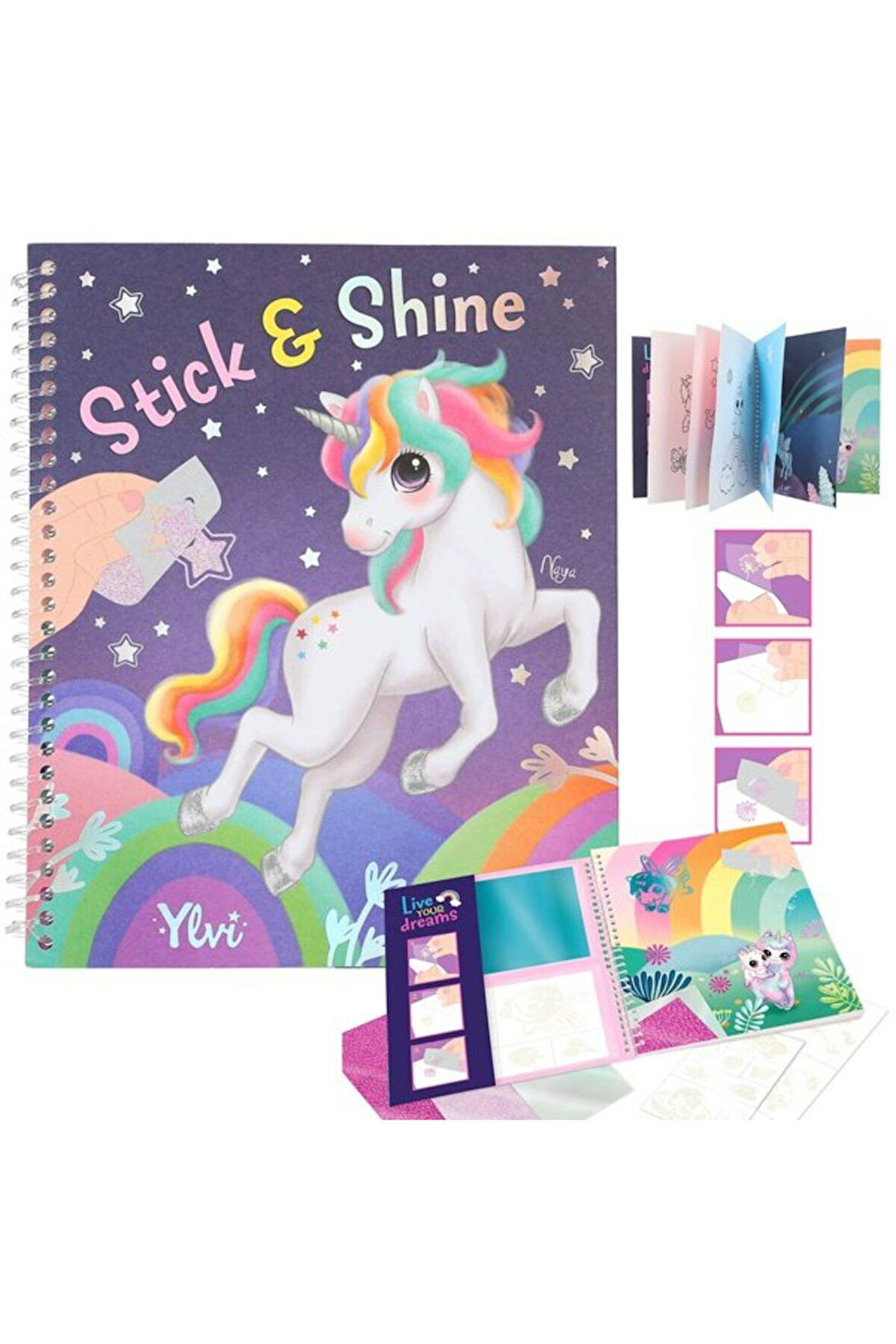 Unicorn Boyanabilir Şablonlu Stickerli Tasarım Defteri