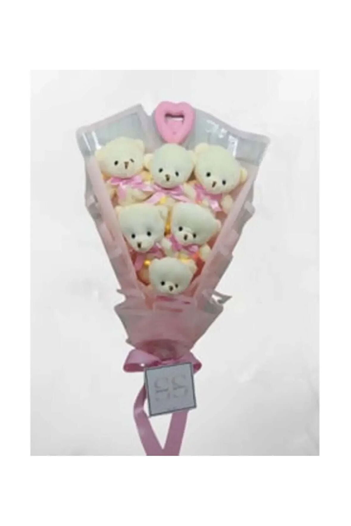 Led Işıklı Pembe Ayıcık Buketi - Yıldönümü Doğum Gününe Özel Sevgiliye Hediye