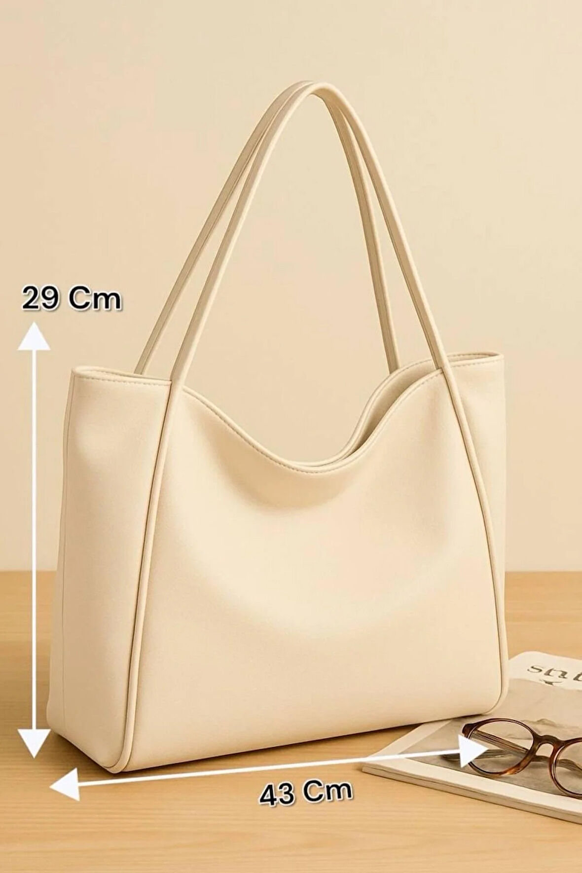 Lüks Büyük Boy Deri Görünümlü Omuz Çantası – Şık & Geniş Hacimli