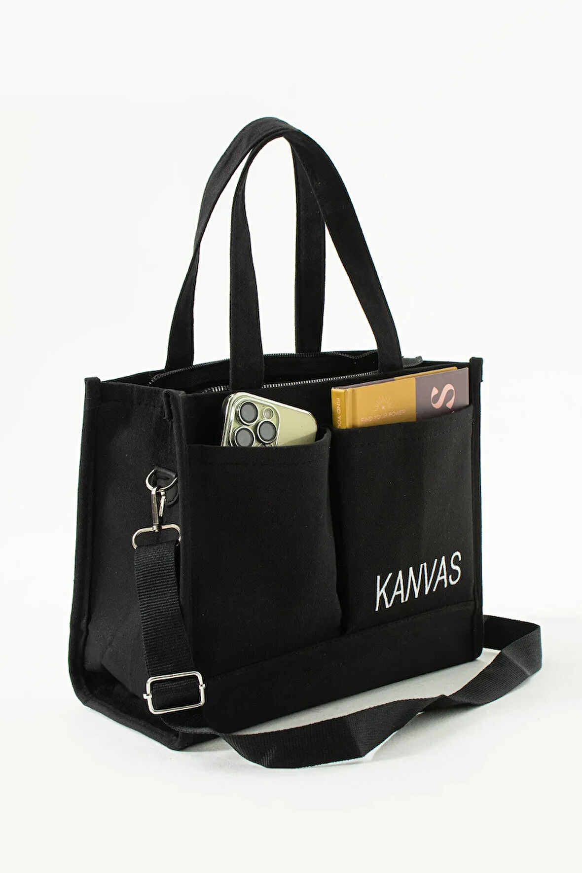 KANVAS KUMAŞ NAKIŞ DETAYLI BÜYÜK OMUZ ÇANTASI