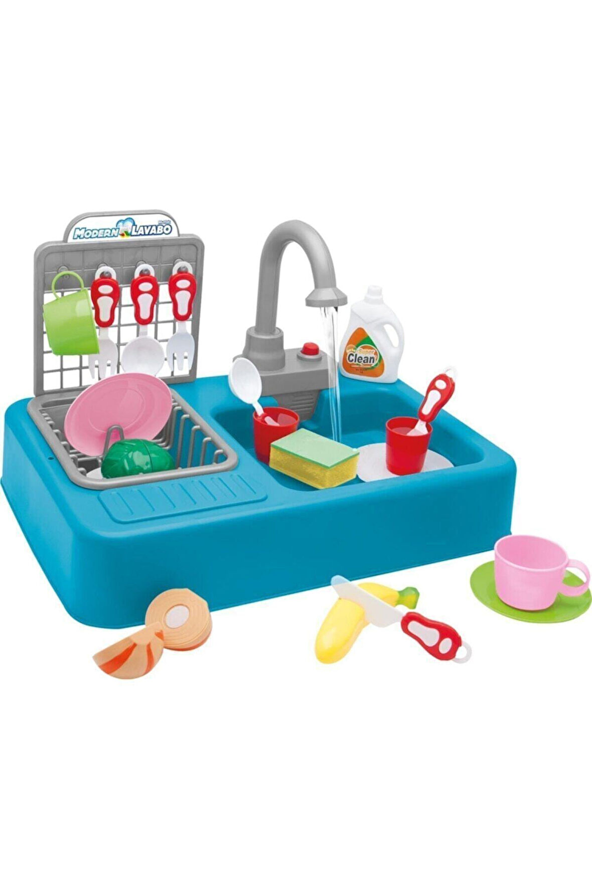 Su Ile Çalışan, Musluklu Modern Lavabo(kız Çocuk Oyuncak Mavi) Hd823