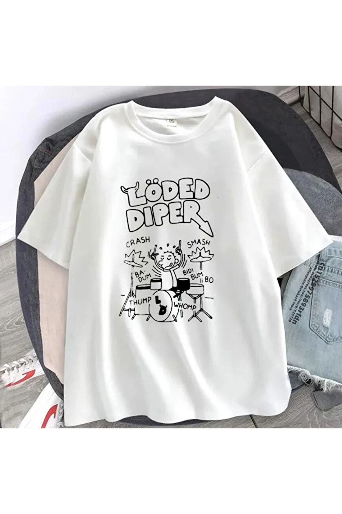 Unisex Siyah Baskılı Yarım Kol T-shirt