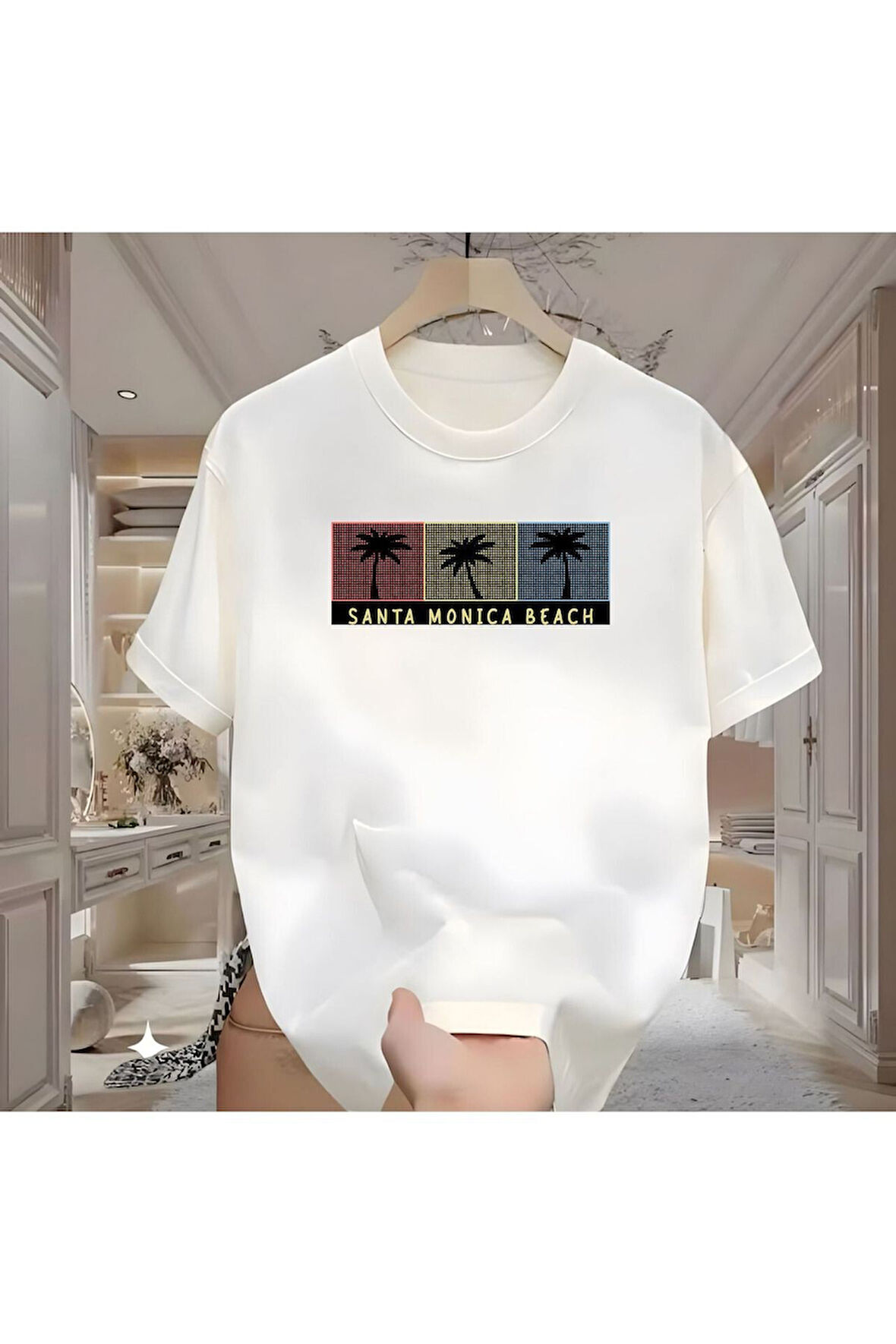 Santa Baskılı Beyaz Tshirt