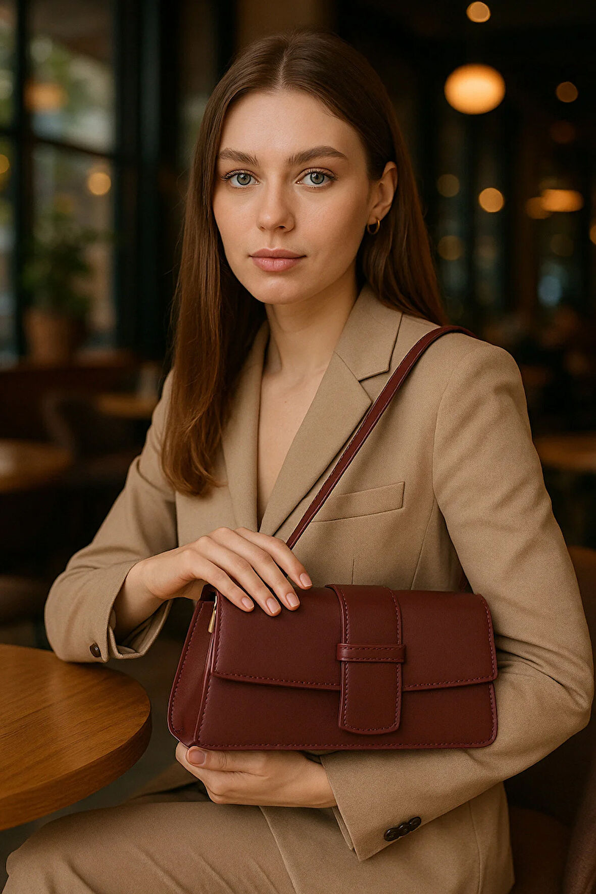 Lüks Şık Tasarım Özel Kapak Detaylı Omuz Çantası