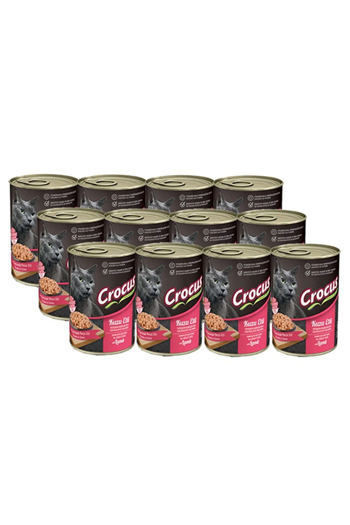 Kuzu Etli Yetişkin Kedi Yaş Mama 400 Gr 12'li Ekonomik Koli
