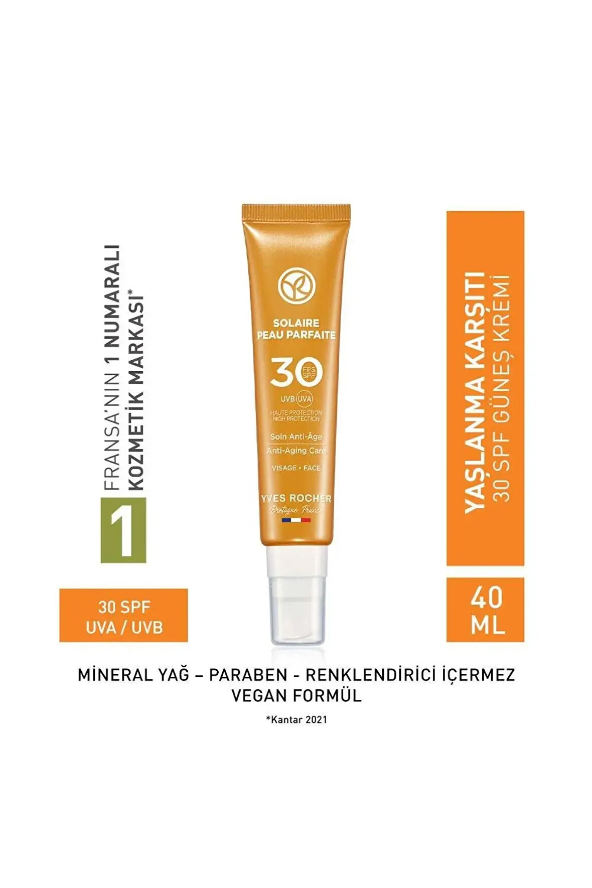 Solaire Peau Parfaite- Leke ve Yaşlanma Karşıtı Nemlendirici SPF30 Koruyuculu Güneş Kremi 40ML