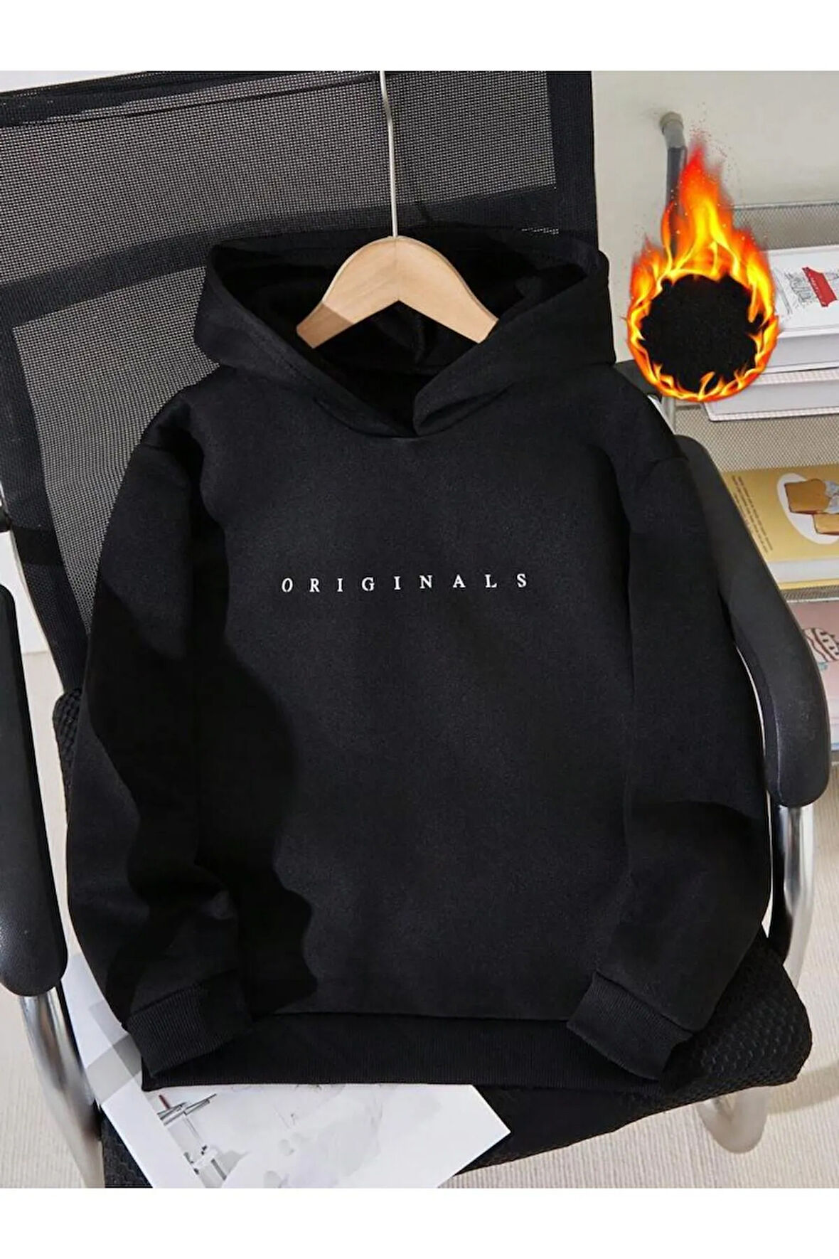 Kız\Erkek Çocuk Beyaz Originals Baskılı Kapşonlu Sweatshirt