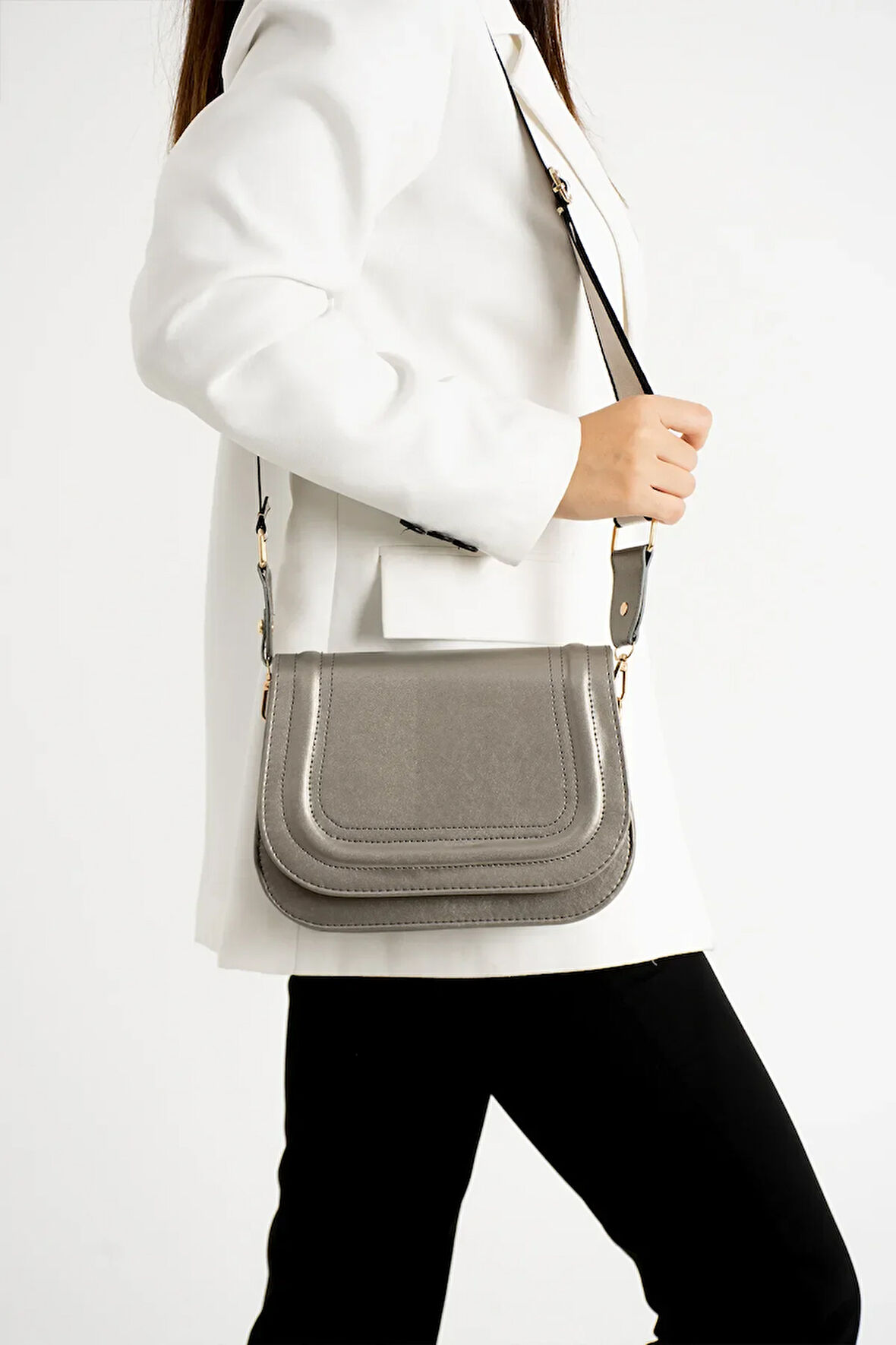 Kadin 5 Bölmeli Astarlı Kapaklı çıt çıt Kapama El Kol Ve Omuz Çantası