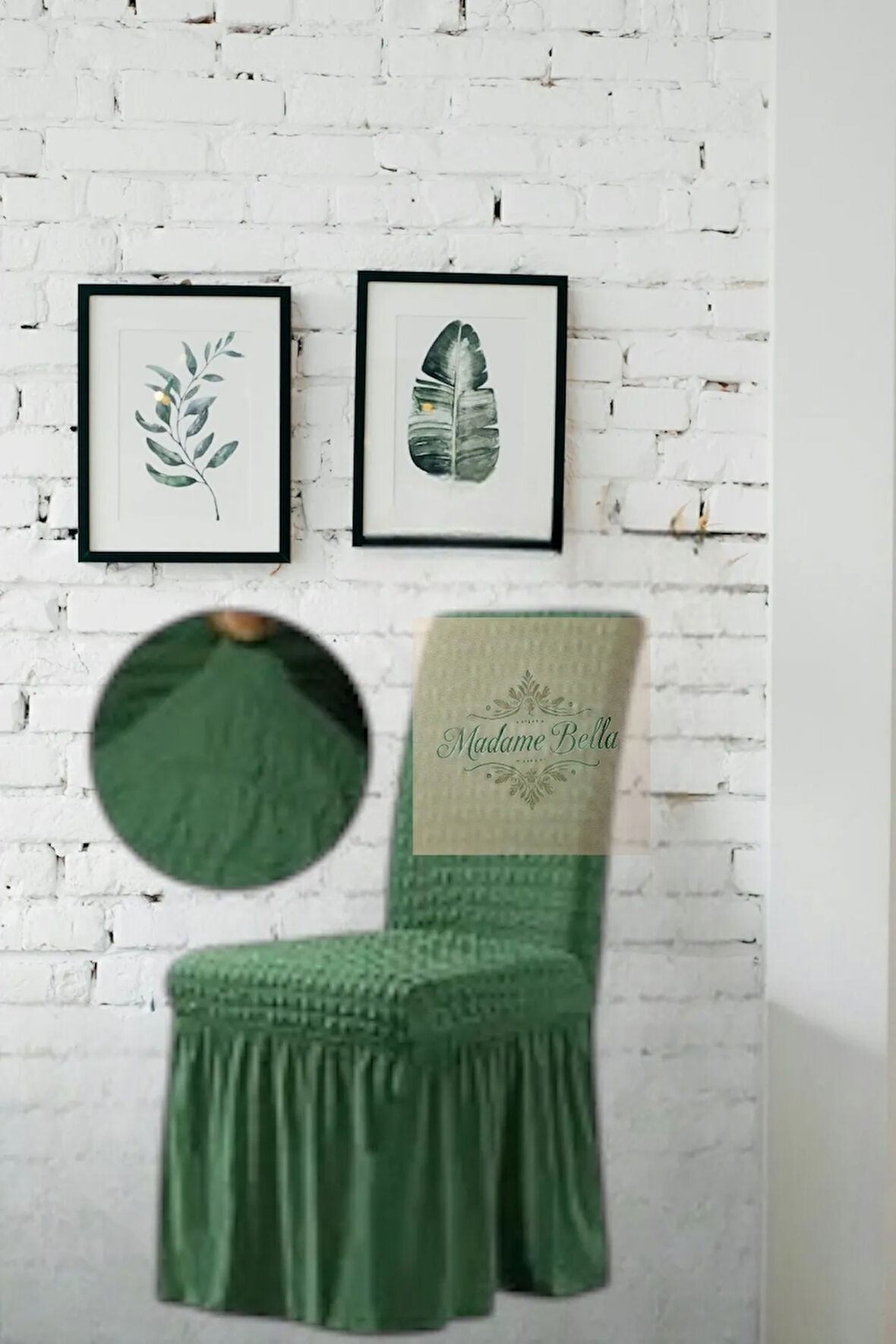1 Adet Bürümcük Etekli Likralı Esnek Yıkanabilir Sandalye Kılıfı,45x45x60 Ölçüde Sandalye Örtüsü