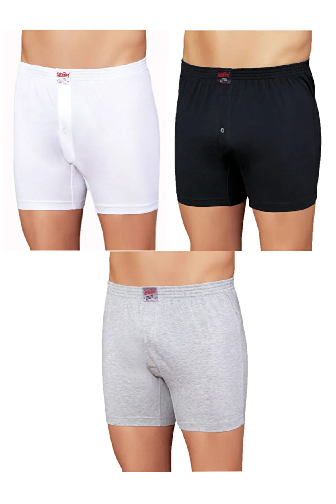 Erkek Gri 6'lı Paket Penye Boxer Me010