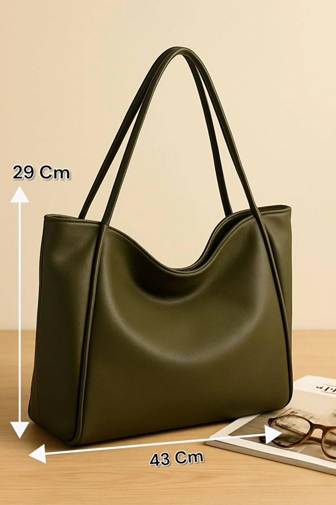 Lüks Büyük Boy Deri Görünümlü Omuz Çantası – Şık & Geniş Hacimli