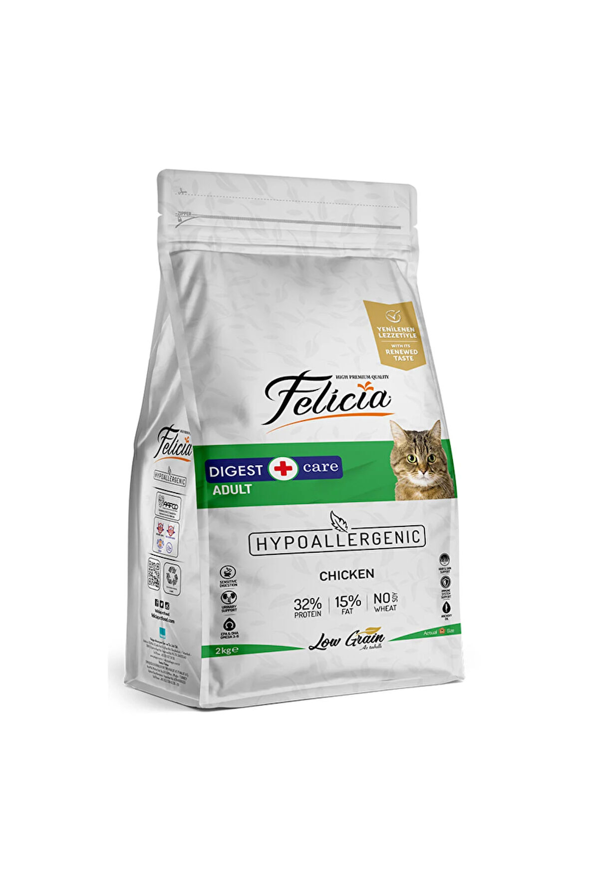 Hypoallergenic Tavuklu Düşük Tahıllı Yetişkin Kedi Maması 2 Kg