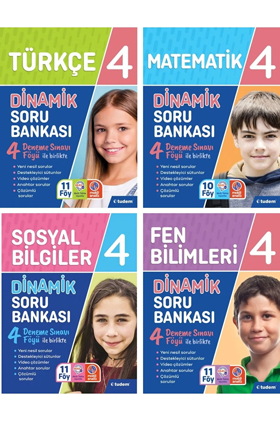 4. Sınıf Dinamik Soru Bankası Seti - Türkçe-Matematik-Sosyal Bilgiler-Fen Bilimleri (4 Kitap)