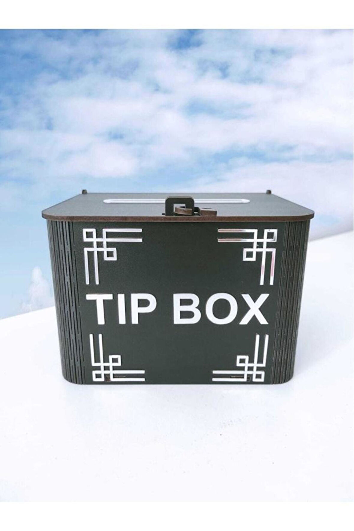 Dekoratif Siyah Ahşap Tip Box Kutu Bahşiş Kutusu Kumbara Tipboxs