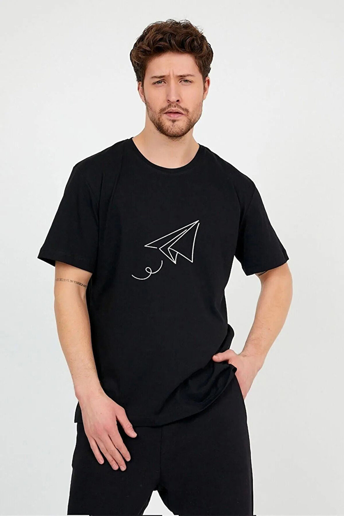 Oversize Panda Baskılı Beyaz Tshirt