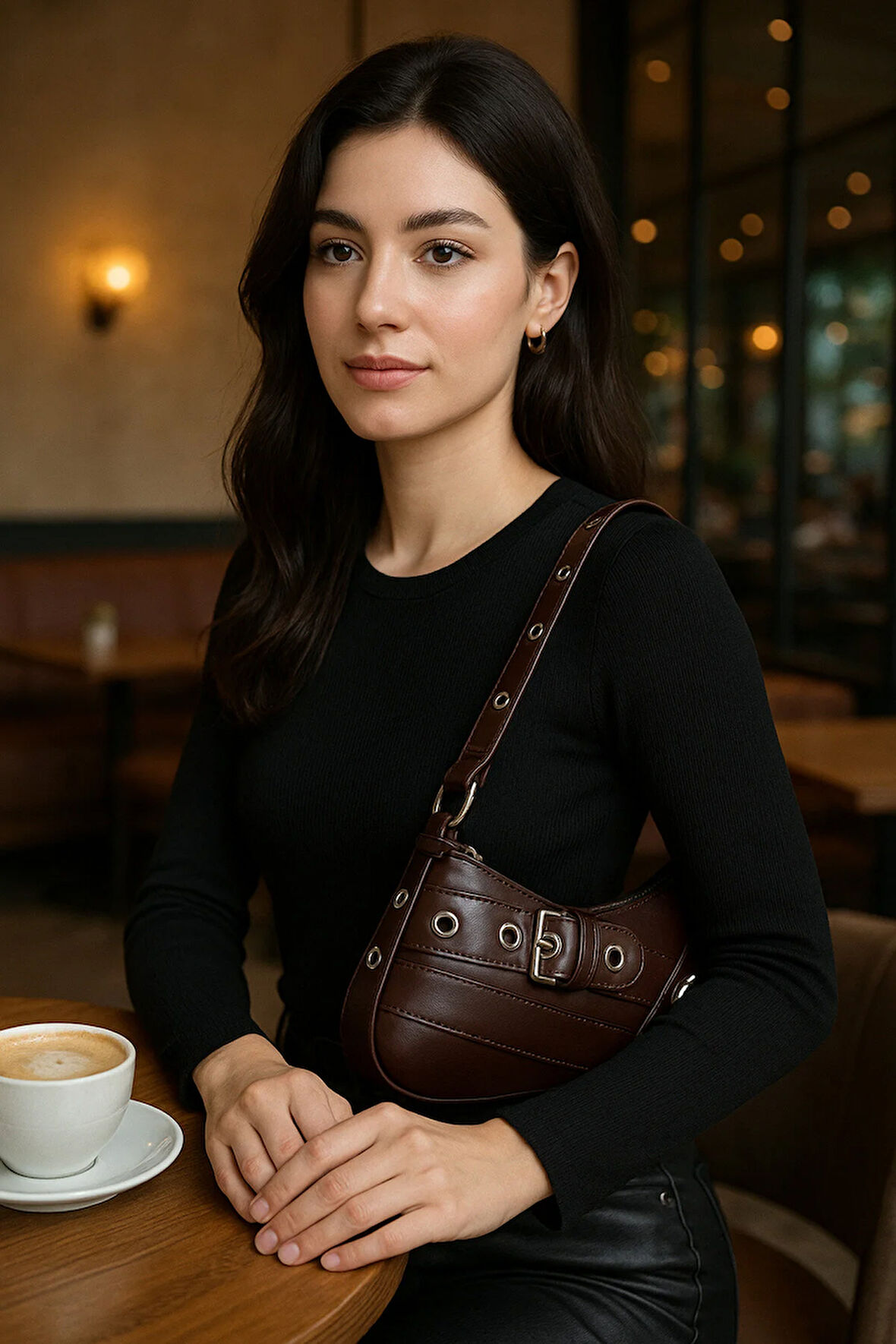 Lüks Zımba Detaylı Baget Omuz Çantası