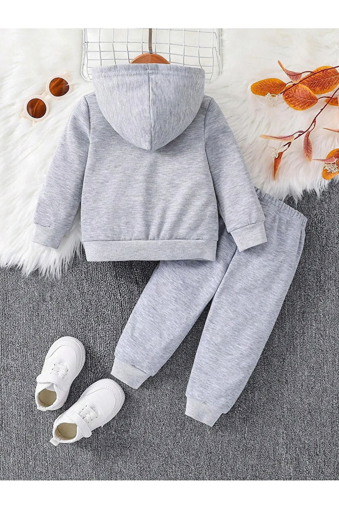 Çocuk Oversize Kapüşonlu Eşofman Takımı Basic İçi Pamuklu